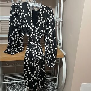 White House Black Market Long Sleeve Polka Dot Dress
